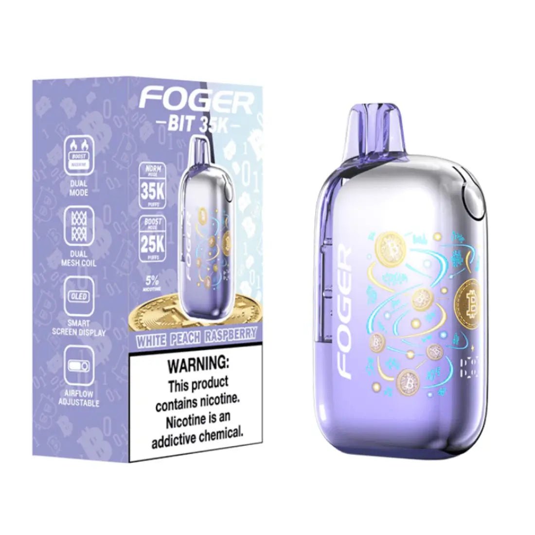 Foger Bit White Peach Raspberry | 35000 Puffs