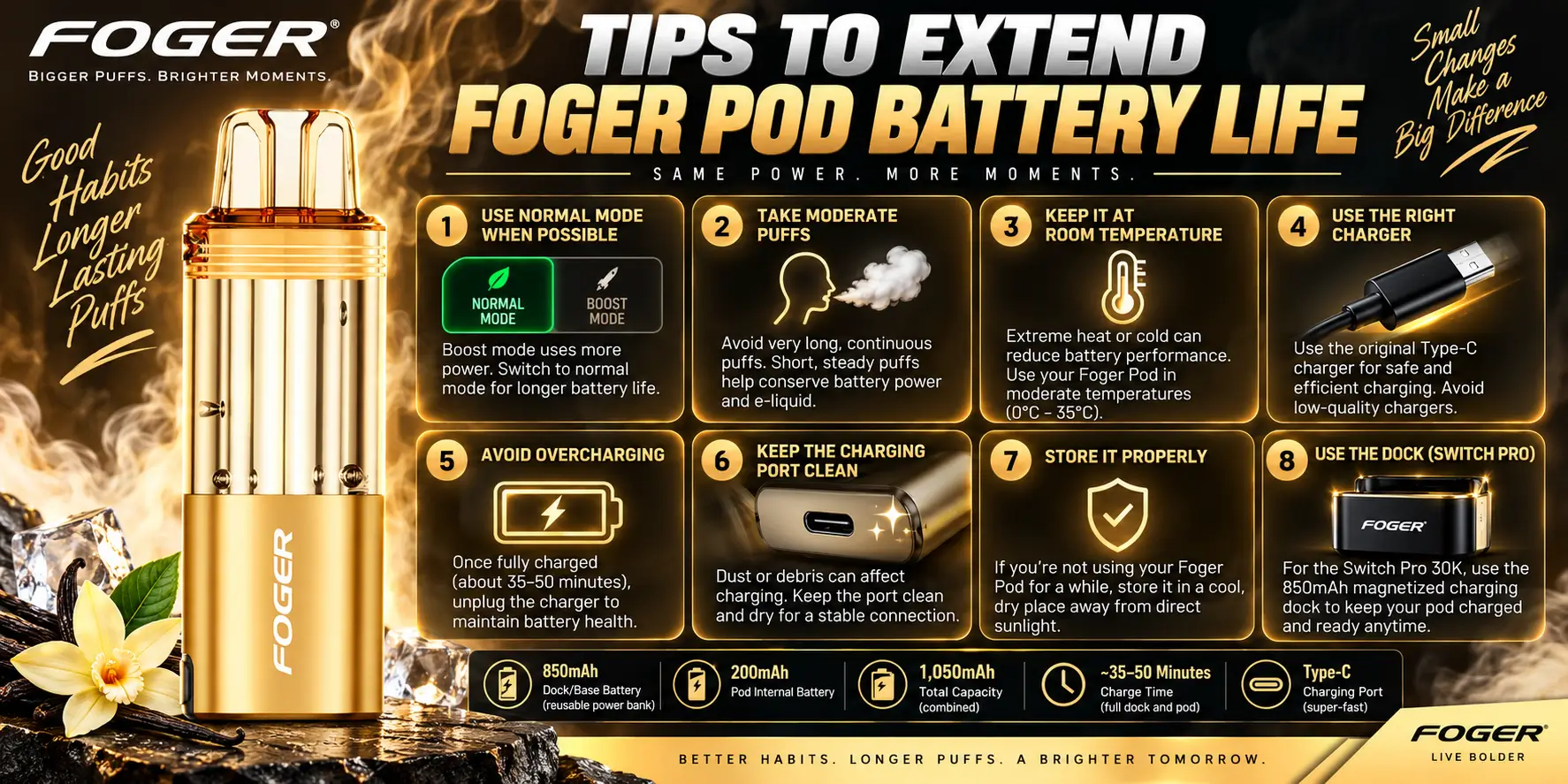 Tips to extend Foger Pod battery life
